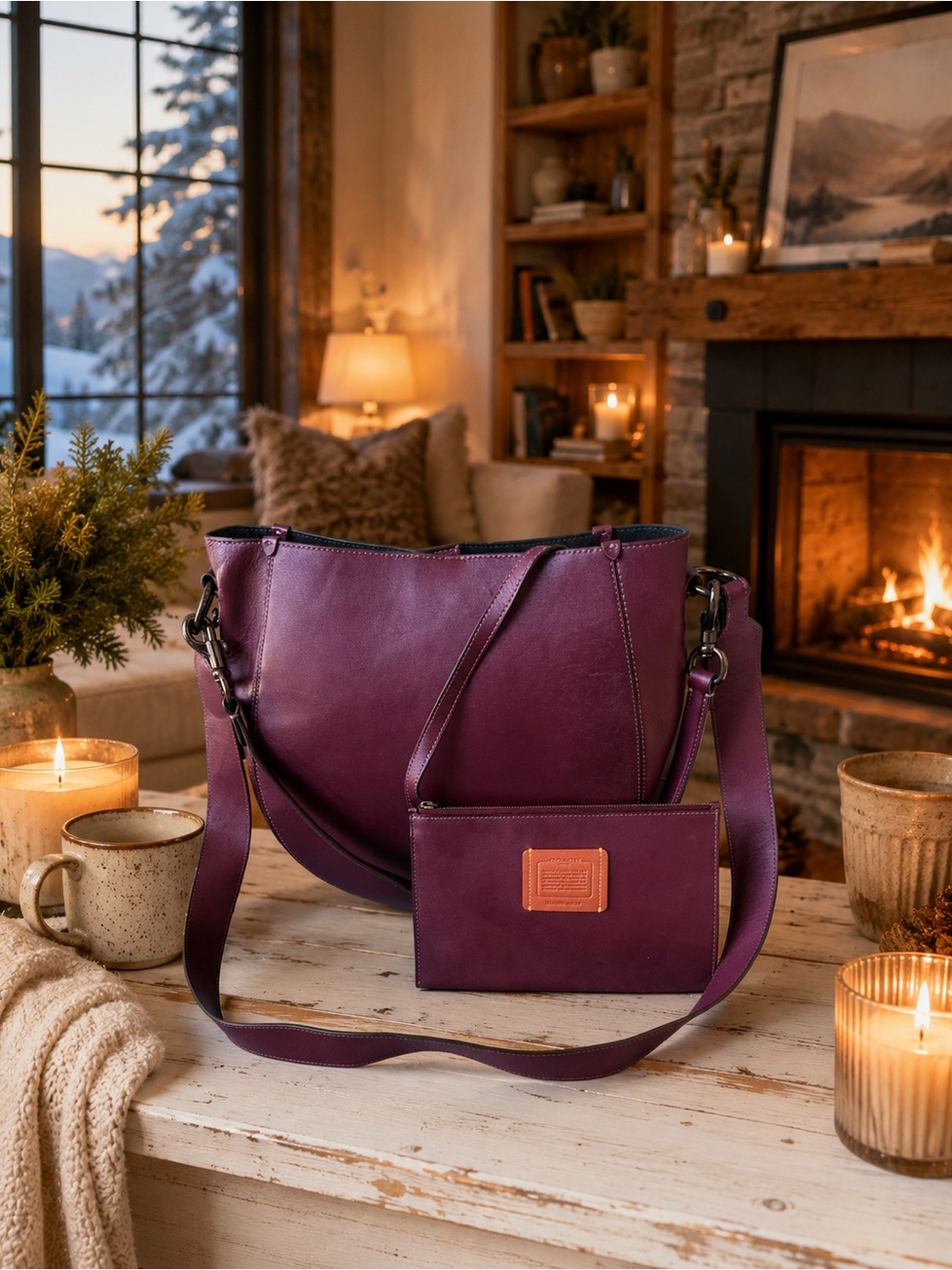 Coach Maddy Leather Shoulder Bag /Crossbody bag with Removable Pouch